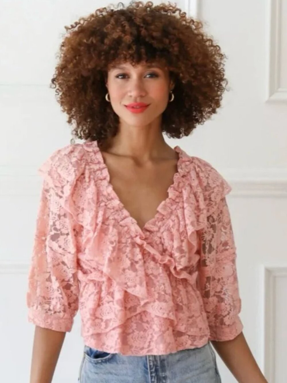 Mille Resort & Travel | Isabella Pink Ruffle Lace Blouse